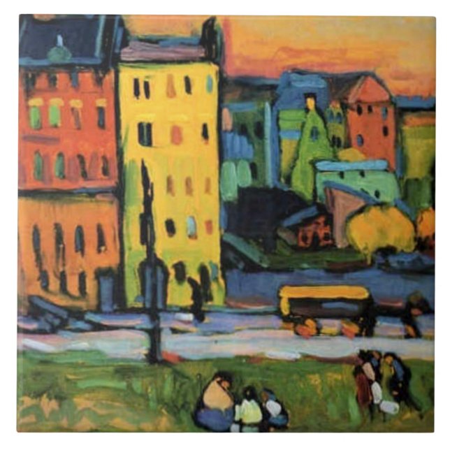 Kandinsky - Häuser in München, Fliese (Vorderseite)