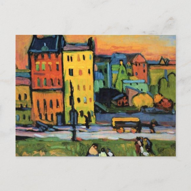 Kandinsky - Häuser in München, Postkarte (Vorderseite)