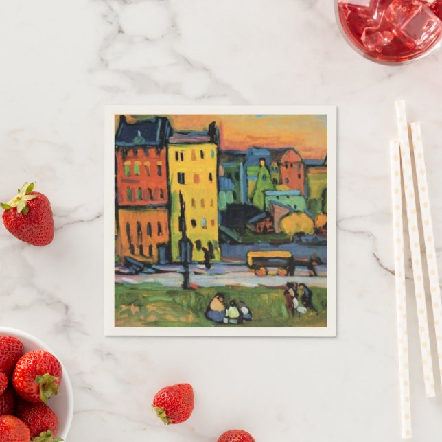 Kandinsky - Häuser in München, Serviette (Beispiel)