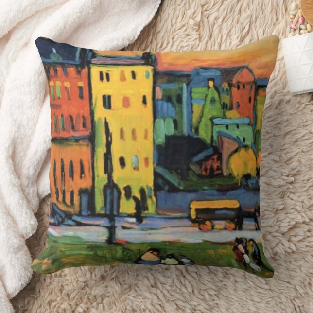 Kandinsky - Häuser in München, Throw Kissen (Decke)