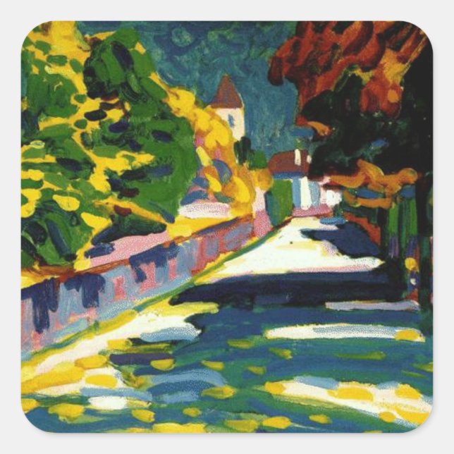 Kandinsky - Herbst in Bayern Quadratischer Aufkleber (Vorderseite)
