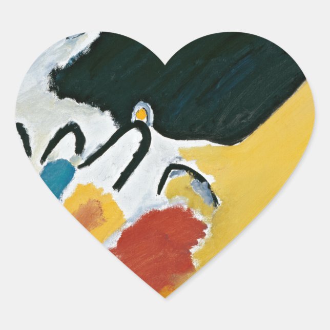 Kandinsky Impression III Konzert Abstrakte Malerei Herz-Aufkleber (Vorderseite)