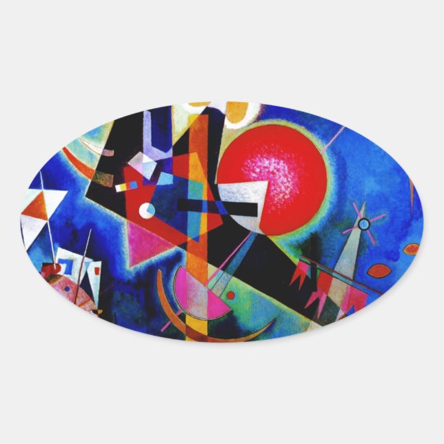 Kandinsky in Abstrakter Blauer Malerei Ovaler Aufkleber (Vorderseite)