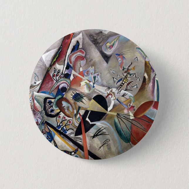 Kandinsky in grauer Abstrakter Kunst Button (Vorderseite)
