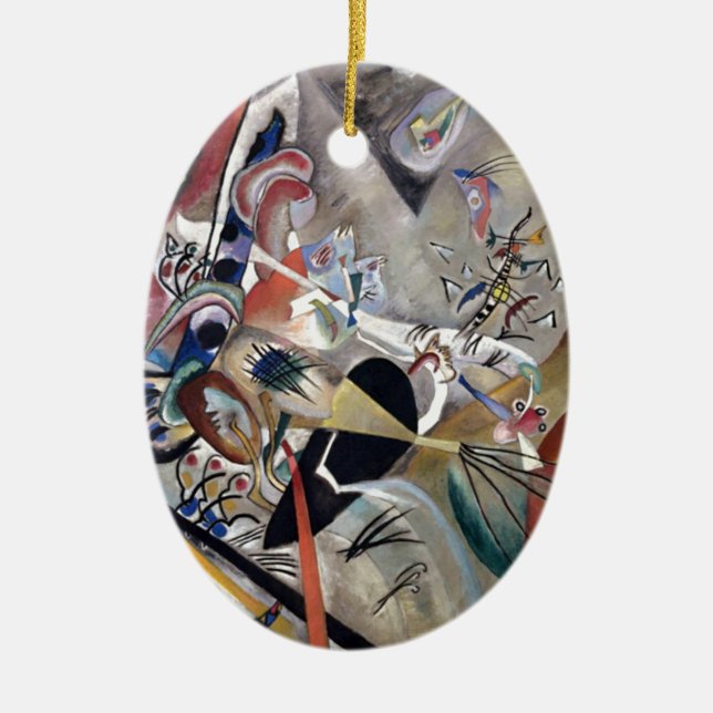 Kandinsky In Grey Abstract Artwork Keramik Ornament (Vorne)