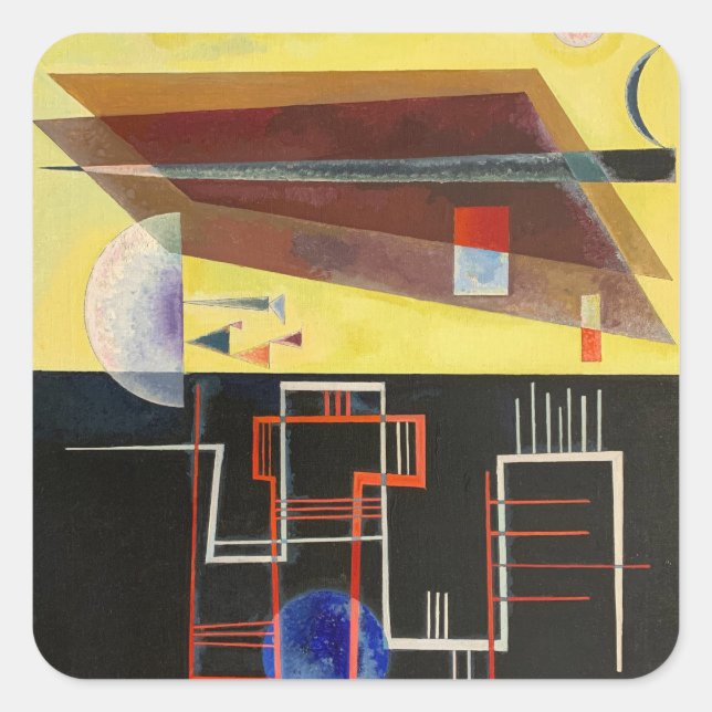 Kandinsky Inner Alliance Abstrakt Artwork Quadratischer Aufkleber (Vorderseite)