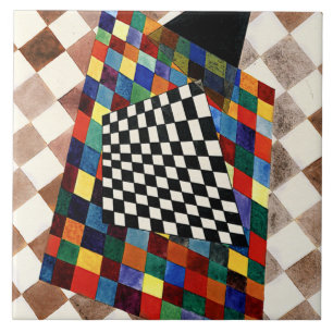 Kandinsky - Karierte, farbenfrohe abstrakte Kunst, Fliese