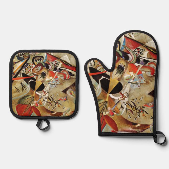 Kandinsky Komposition Abstrakte Malerei Ofenhandschuh & Topflappen-Set (Vorderseite)