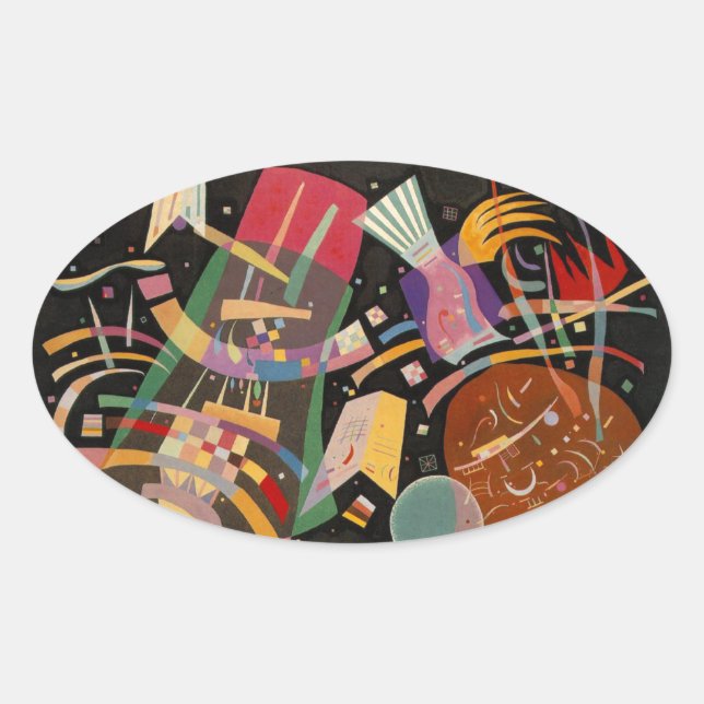 Kandinsky-Komposition X Abstrakt Ovaler Aufkleber (Vorderseite)