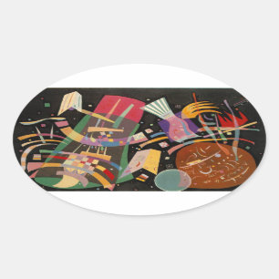 Kandinsky-Komposition X Abstrakt Ovaler Aufkleber