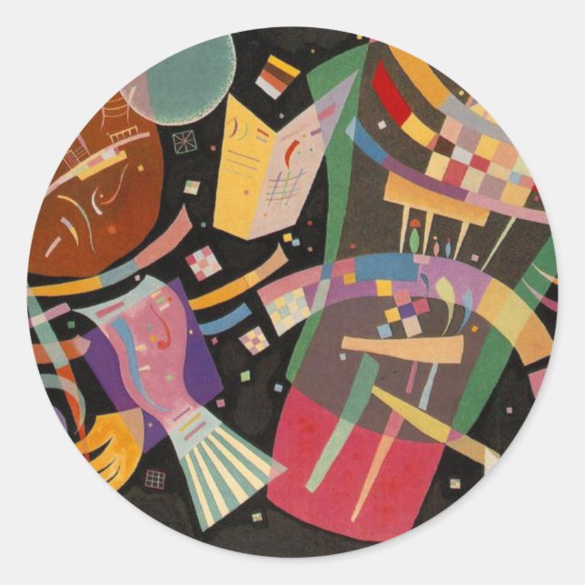 Kandinsky-Komposition X Abstrakt Runder Aufkleber (Vorderseite)