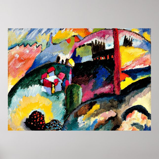Kandinsky - Landschaft mit Fabrikschornstein Poster (Vorne)