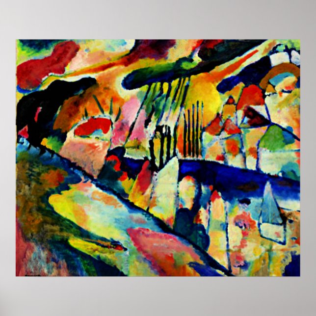Kandinsky - Landschaft mit Regen Poster (Vorne)