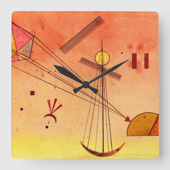 Kandinsky - leichte Befestigung Quadratische Wanduhr (Vorderseite)
