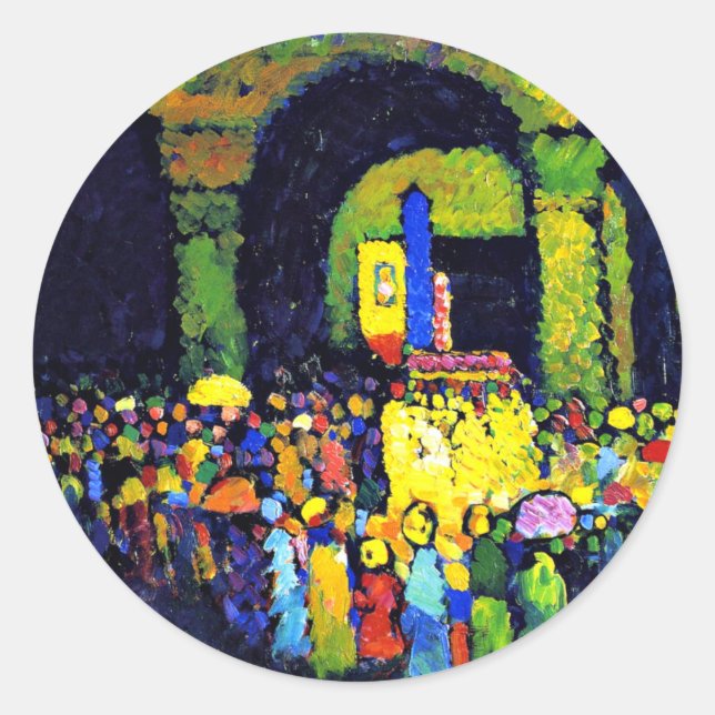 Kandinsky - Ludwigkirche in Murnau, Runder Aufkleber (Vorderseite)