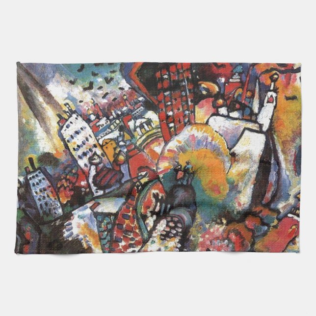 Kandinsky Moscow I Cityscape Abstrakte Malerei Geschirrtuch (Horizontal)