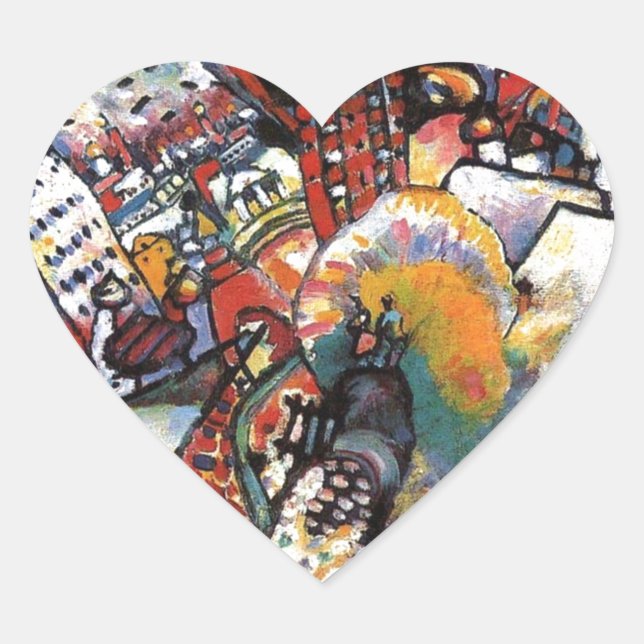 Kandinsky Moscow I Cityscape Abstrakte Malerei Herz-Aufkleber (Vorderseite)