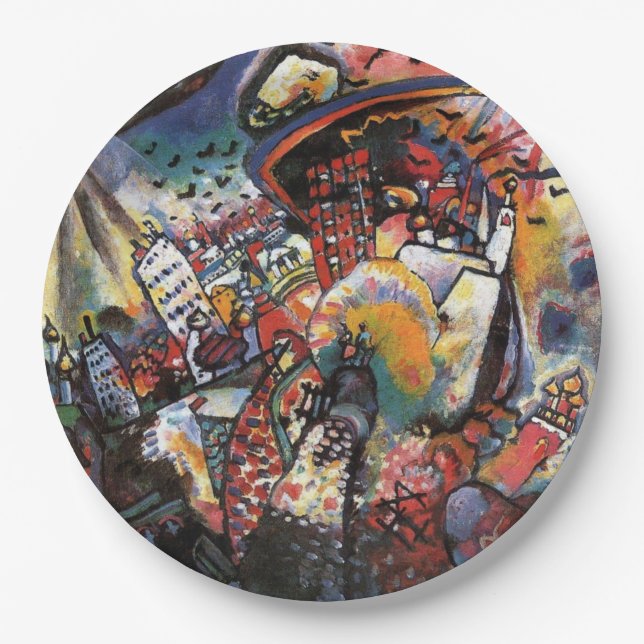 Kandinsky Moscow I Cityscape Abstrakte Malerei Pappteller (Vorderseite)