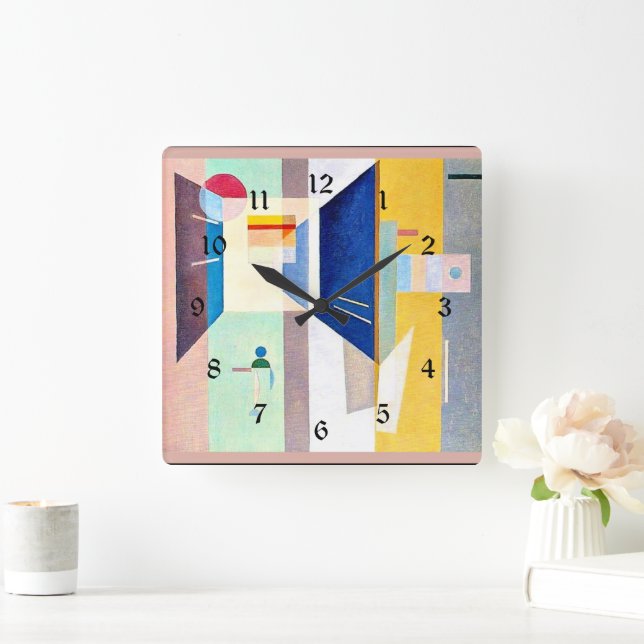 Kandinsky - nach rechts - zu den Links Quadratische Wanduhr (Zuhause)