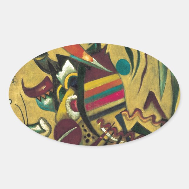 Kandinsky Points Abstrakte Leinwand Malerei Ovaler Aufkleber (Vorderseite)