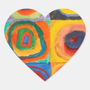 Kandinsky-Quadrate Herz-Aufkleber