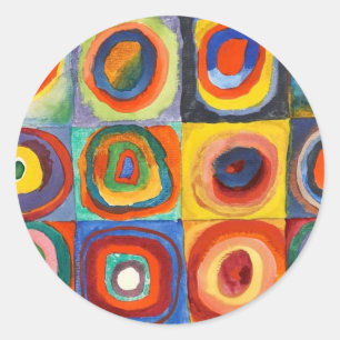 Kandinsky - Quadrate mit konzentrischen Kreisen Runder Aufkleber