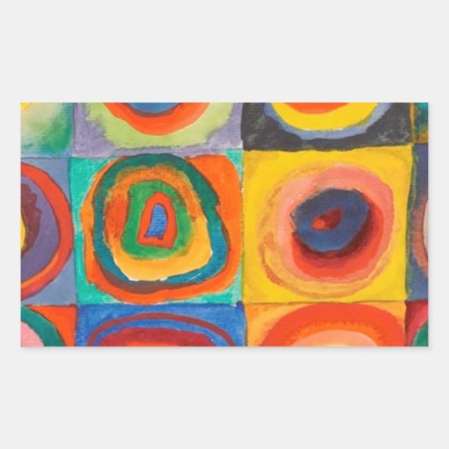 Kandinsky-Quadrate Rechteckiger Aufkleber (Vorderseite)