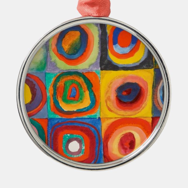 Kandinsky-Quadrate Silbernes Ornament (Vorne)