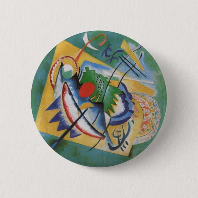 Kandinsky Red Oval Abstract Artwork Green Yellow Button (Vorderseite)