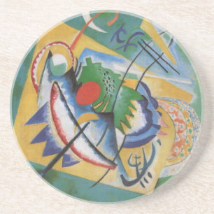 Kandinsky Red Oval Abstract Artwork Green Yellow Getränkeuntersetzer
