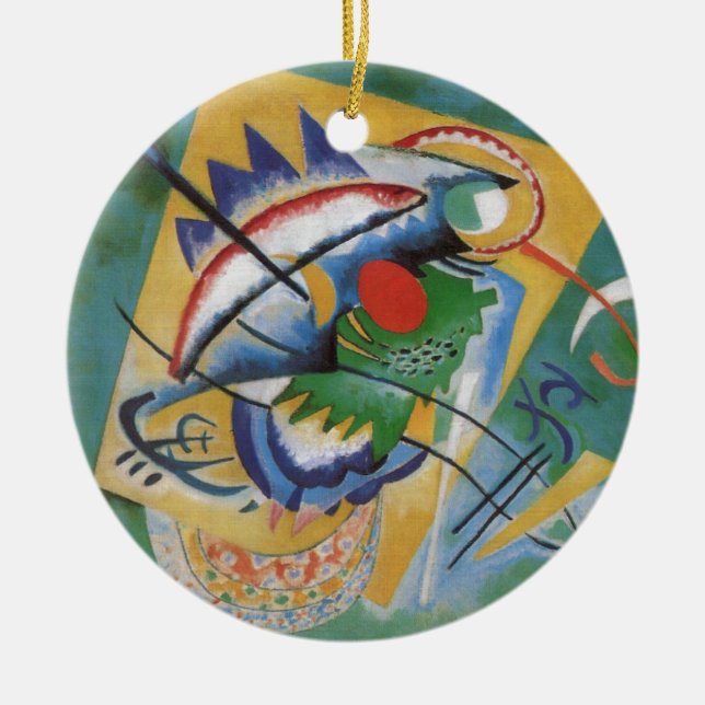 Kandinsky Red Oval Abstract Artwork Green Yellow Keramik Ornament (Vorne)