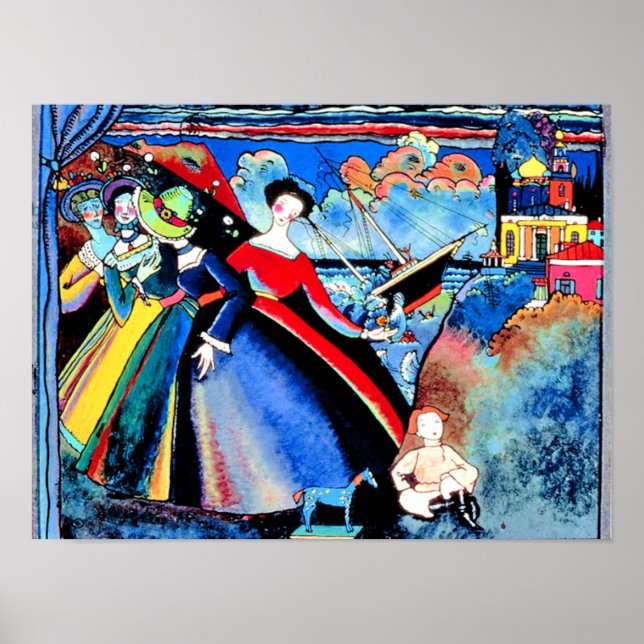 Kandinsky - Schiff, bunte Malerei von 1918 Poster (Vorne)