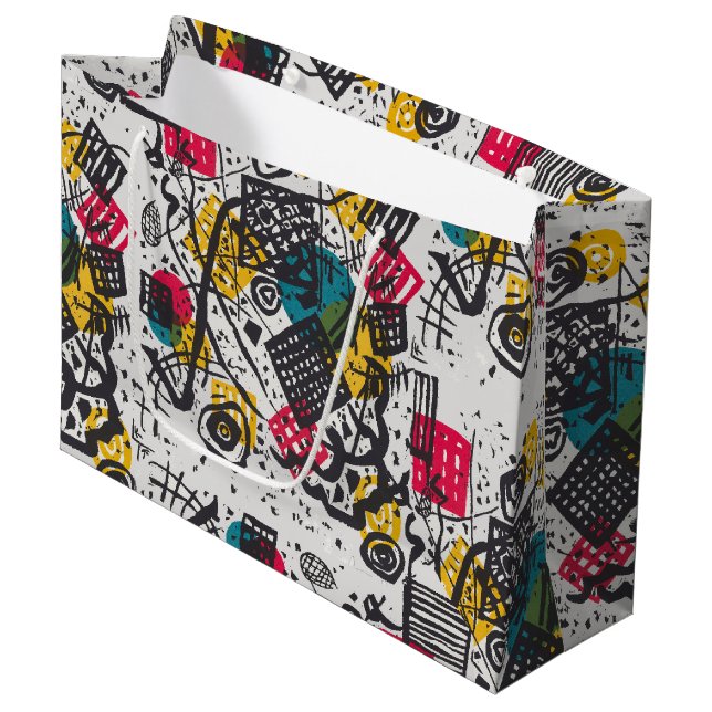 Kandinsky Small Worlds / Abstrakt Classic Große Geschenktüte (Vorderseite Schrägansicht)