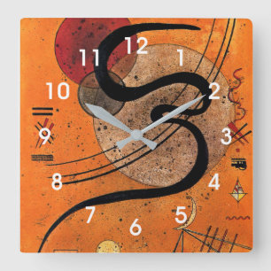 Kandinsky - Stimmungslinie, farbenfrohe abstrakte  Quadratische Wanduhr