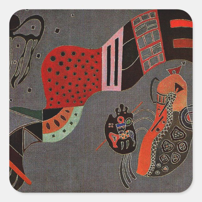 Kandinsky - Tempered Elan, Quadratischer Aufkleber (Vorderseite)