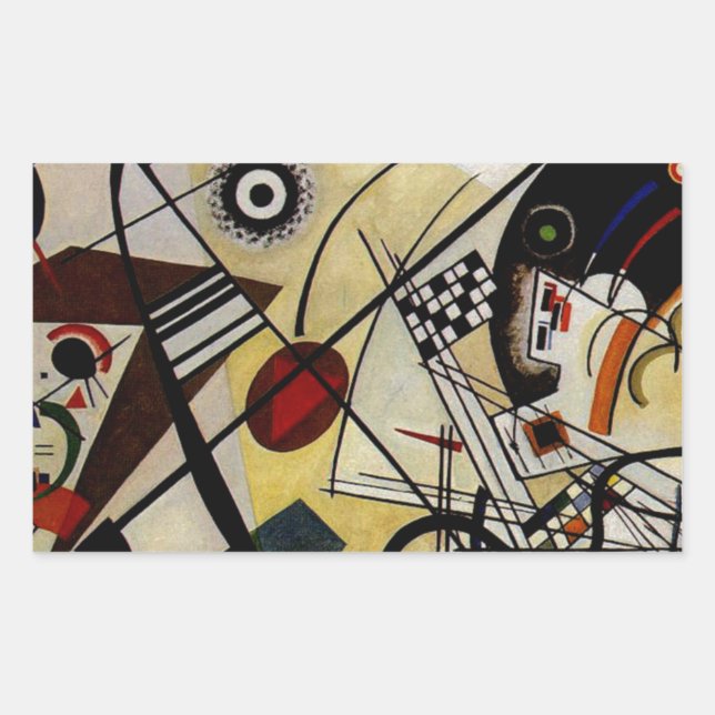 Kandinsky Transverse ungebrochene Linie Rechteckiger Aufkleber (Vorderseite)