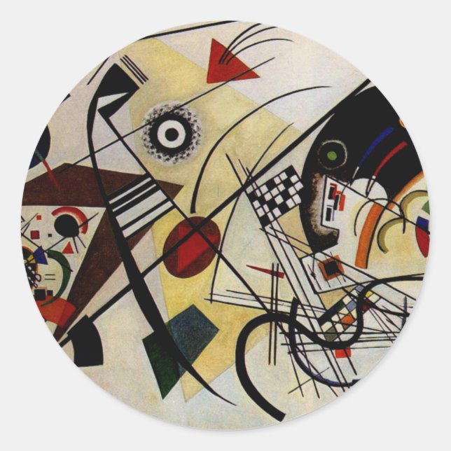Kandinsky Transverse ungebrochene Linie Runder Aufkleber (Vorderseite)