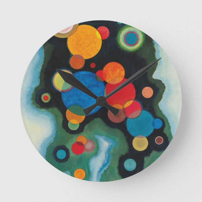 Kandinsky vertieft Impulse Abstraktes Öl auf Leinw Runde Wanduhr (Vorderseite)