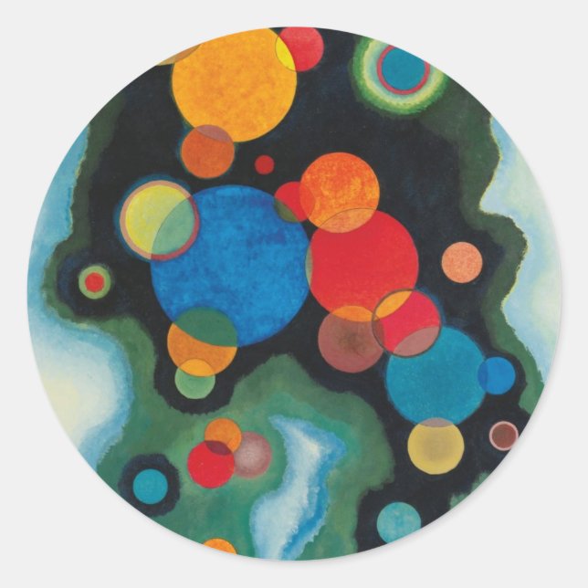 Kandinsky vertieft Impulse Abstraktes Öl auf Leinw Runder Aufkleber (Vorderseite)
