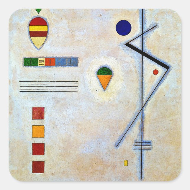 Kandinsky - Von-Zu, berühmtes abstraktes Kunstwerk Quadratischer Aufkleber (Vorderseite)