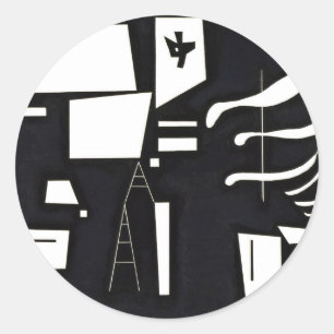 Kandinsky - weiß, weich, hart runder aufkleber