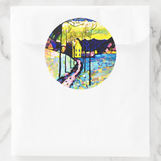 Kandinsky - Winterlandschaft Runder Aufkleber (Tasche)