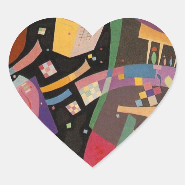 Kandinsky Zusammensetzung 10 Abstrakte Malerei Herz-Aufkleber (Vorderseite)