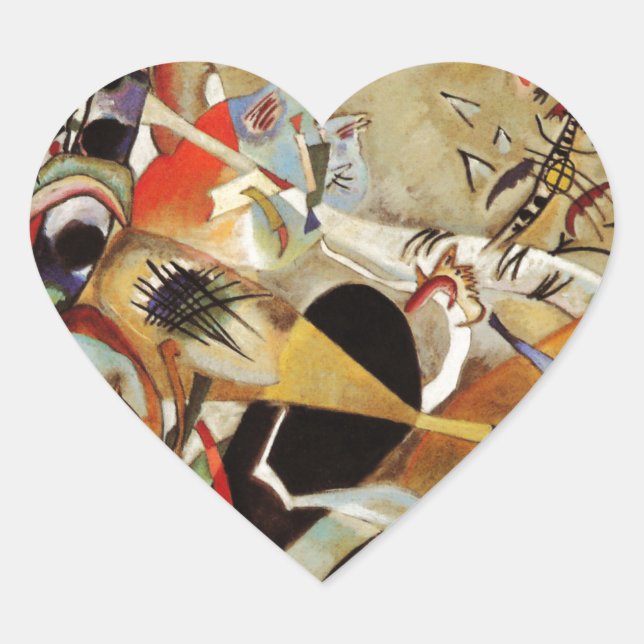 Kandinsky-Zusammensetzung Abstrakt Herz-Aufkleber (Vorderseite)