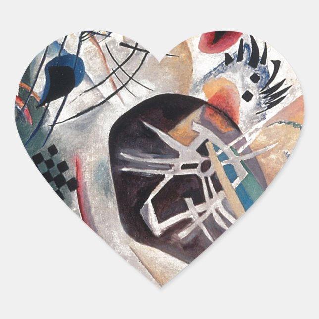Kandinsky-Zusammensetzung Abstrakt Herz-Aufkleber (Vorderseite)