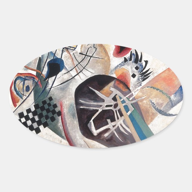Kandinsky-Zusammensetzung Abstrakt Ovaler Aufkleber (Vorderseite)