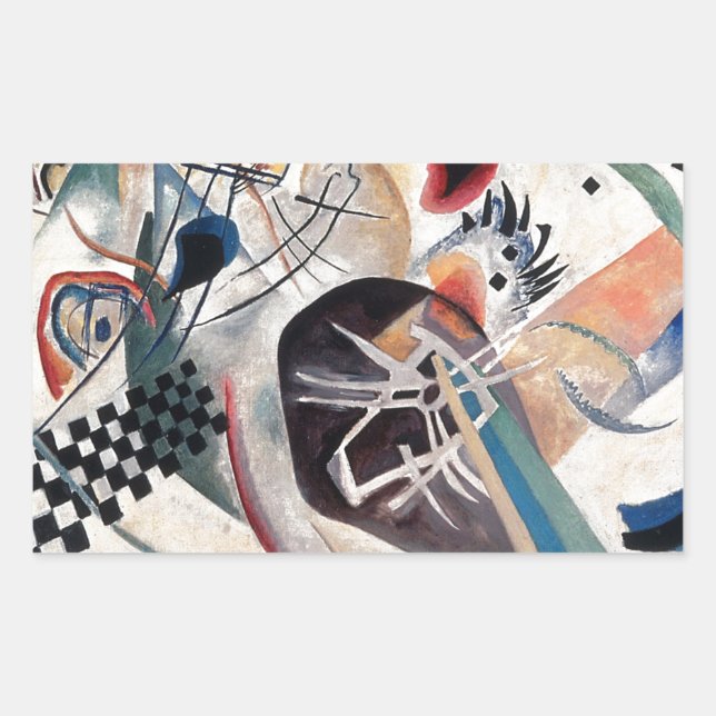Kandinsky-Zusammensetzung Abstrakt Rechteckiger Aufkleber (Vorderseite)