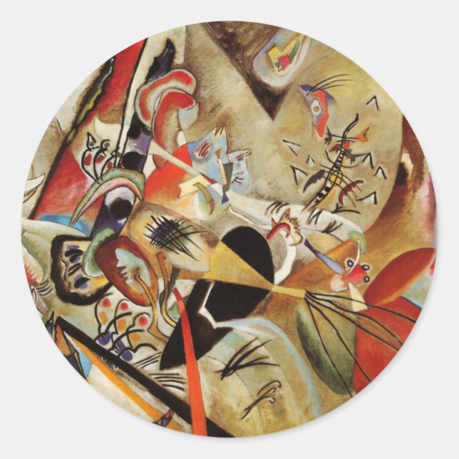 Kandinsky-Zusammensetzung Abstrakt Runder Aufkleber (Vorderseite)