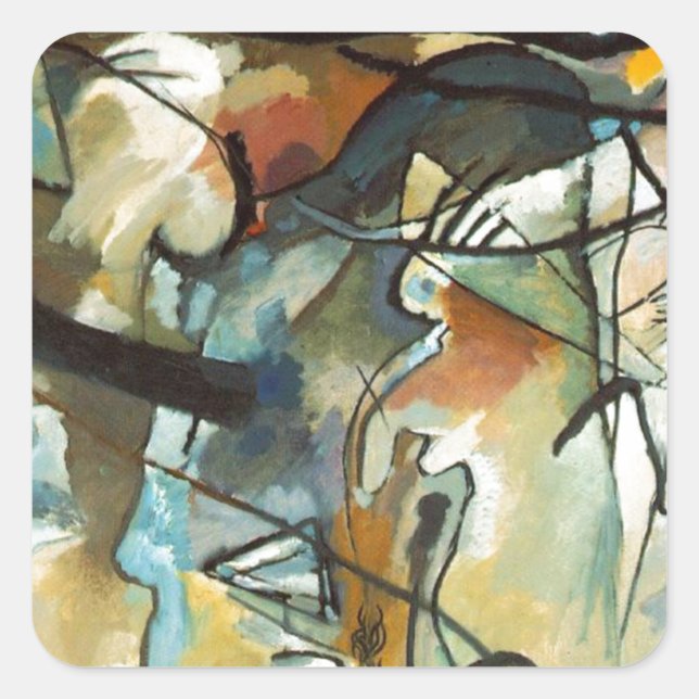 Kandinsky Zusammensetzung V Abstract Painting Quadratischer Aufkleber (Vorderseite)