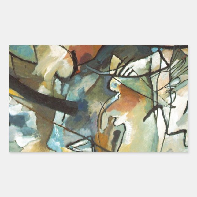 Kandinsky Zusammensetzung V Abstract Painting Rechteckiger Aufkleber (Vorderseite)